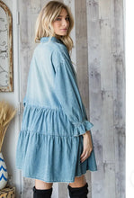 Load image into Gallery viewer, A Little Edgy Destroyed Denim Tiered Dress