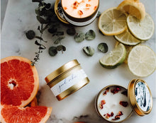 Load image into Gallery viewer, Good Vibes Coconut Soy Travel Candle Tin