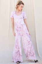 Load image into Gallery viewer, Lilac Splash Tie Dye Wide Leg Jumpsuit