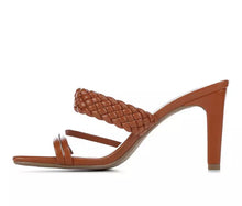 Load image into Gallery viewer, Cognac Braided Heeled Sandals