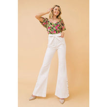 Load image into Gallery viewer, Snazzy Snap High Waisted Paperbag Flare Jeans (2 colors available)