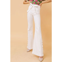 Load image into Gallery viewer, Snazzy Snap High Waisted Paperbag Flare Jeans (2 colors available)
