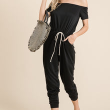 Load image into Gallery viewer, Pardon my French Terry Off Shoulder Jumpsuit