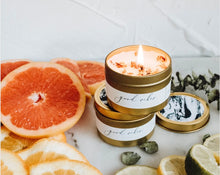 Load image into Gallery viewer, Good Vibes Coconut Soy Travel Candle Tin