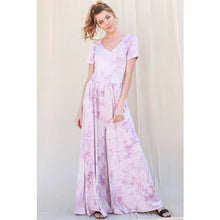 Load image into Gallery viewer, Lilac Splash Tie Dye Wide Leg Jumpsuit