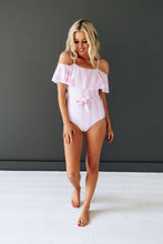 Load image into Gallery viewer, Swimming in Stripes One piece suit (Available in Curvy)