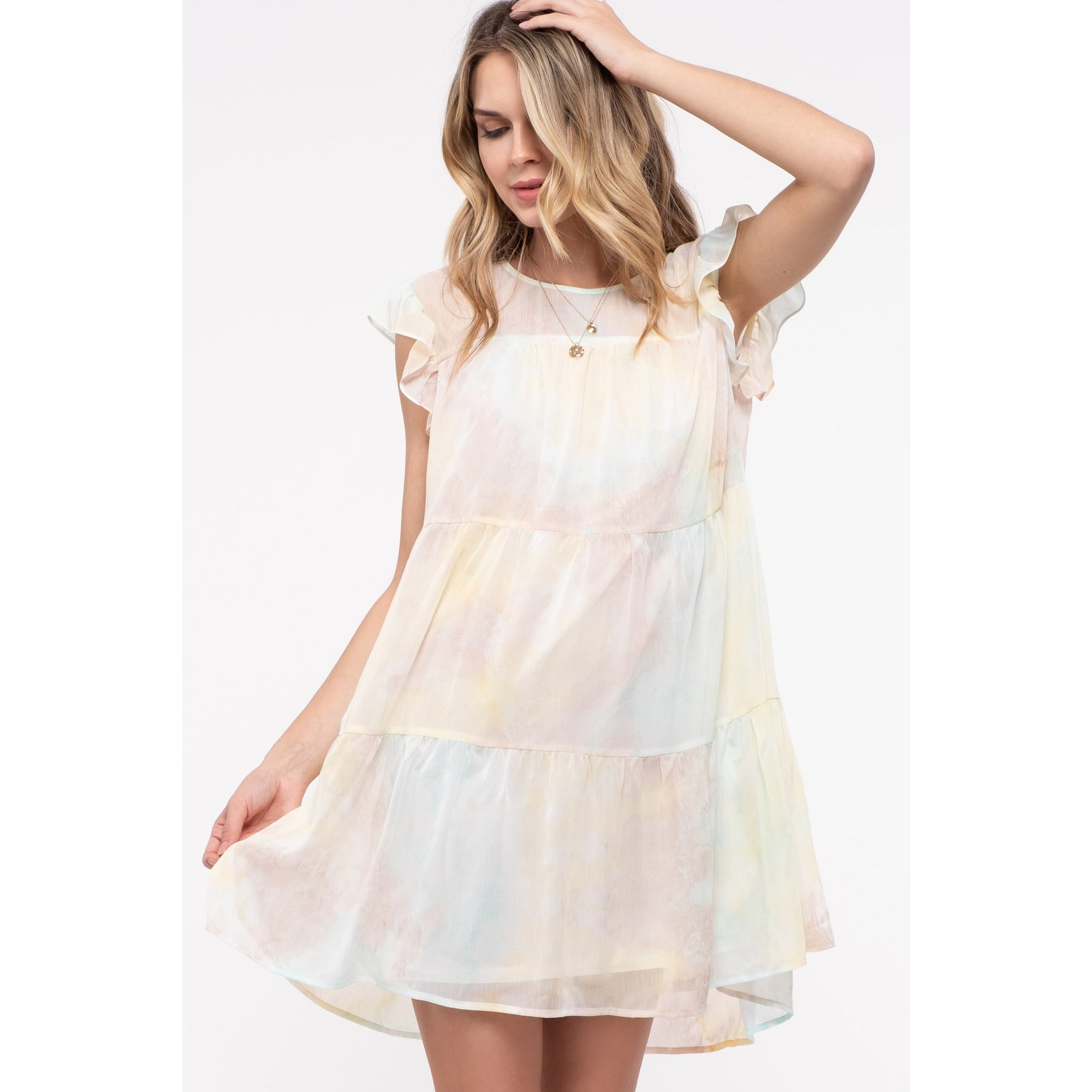 pastel babydoll dress Pastel Poise Babydoll Jacquard Dress Baby Blue / Large (10/12)