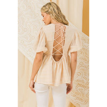 Load image into Gallery viewer, Love & Lace Up Back Detail Babydoll Top