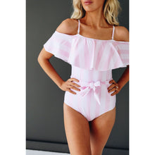 Load image into Gallery viewer, Swimming in Stripes One piece suit (Available in Curvy)