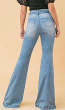Load image into Gallery viewer, Snazzy Snap High Waisted Paperbag Flare Jeans (2 colors available)