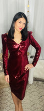 Load image into Gallery viewer, Rockin’ Ruby Red Sequin Dress