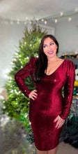 Load image into Gallery viewer, Rockin’ Ruby Red Sequin Dress