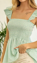 Load image into Gallery viewer, Mint to Be Seersucker Babydoll Top