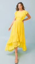 Load image into Gallery viewer, Lemon drop Cut-out Hi Lo Dress