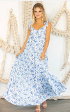Load image into Gallery viewer, Bouquets of Blue Maxi Dress (Curvy collection)