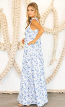 Load image into Gallery viewer, Bouquets of Blue Maxi Dress (Curvy collection)