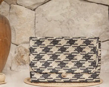 Load image into Gallery viewer, Houndstooth Rattan Clutch (Sustainable)