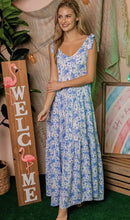 Load image into Gallery viewer, Bouquets of Blue Maxi Dress (Curvy collection)