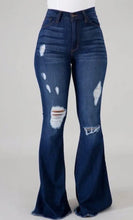 Load image into Gallery viewer, Destroyed Dark Flare Jeans