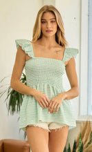 Load image into Gallery viewer, Mint to Be Seersucker Babydoll Top