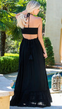 Load image into Gallery viewer, Baby Got Back Boho Black Cut-out Maxi Dress