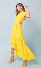 Load image into Gallery viewer, Lemon drop Cut-out Hi Lo Dress
