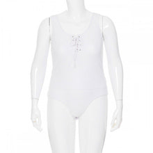 Load image into Gallery viewer, Lace-Up Scoop Neck Tank Bodysuit (Curvy Collection)