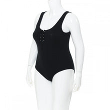 Load image into Gallery viewer, Lace-Up Scoop Neck Tank Bodysuit (Curvy Collection)