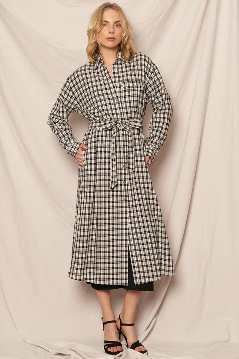 London Bridge Belted Button Up Maxi Jacket/ Dress