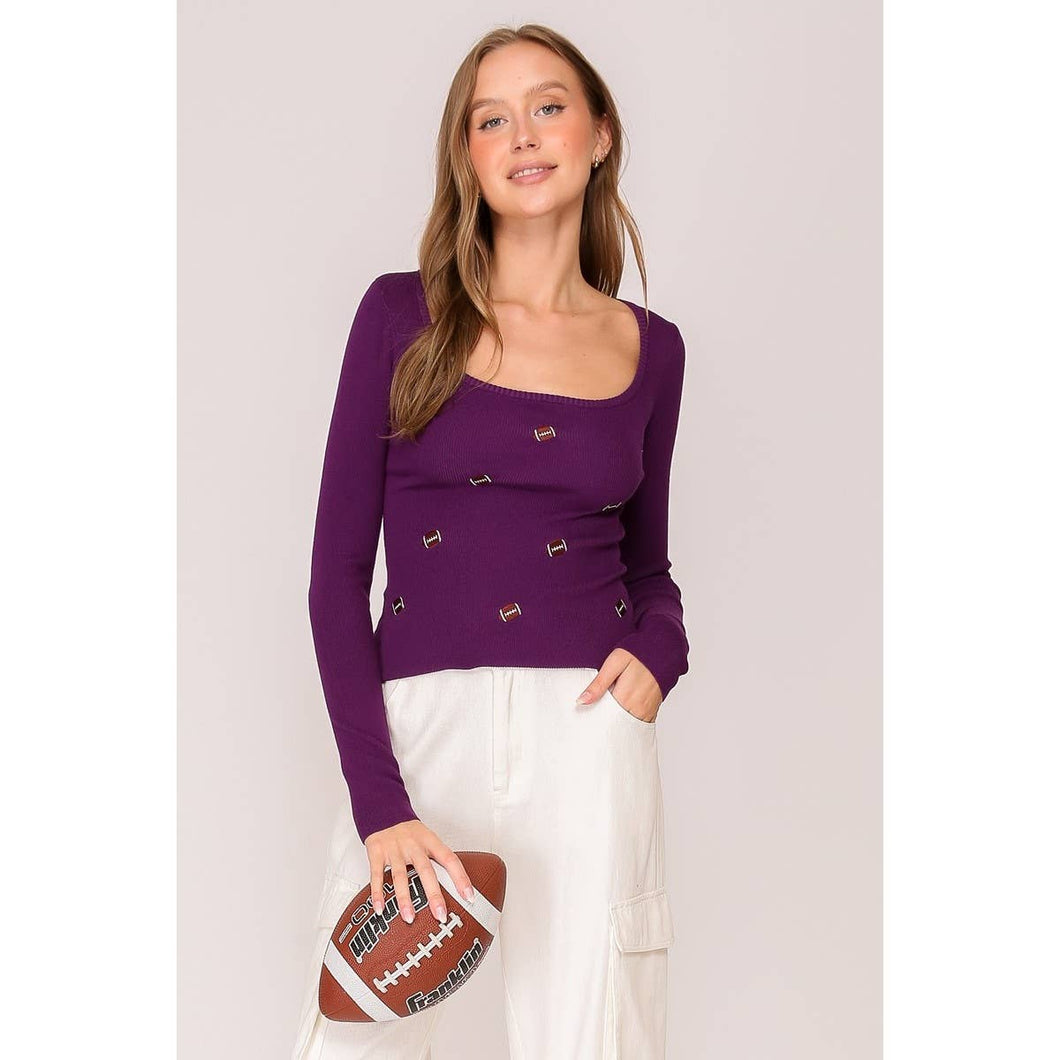 Football Season Sweater (Purple, Black or Red)