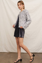 Load image into Gallery viewer, Silver Bells Feathery Glitter Sequin Sweater Cardigan
