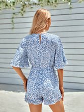 Load image into Gallery viewer, Dusty Blue Leopard Surplice Romper
