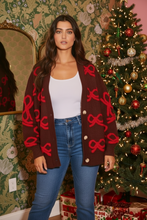 Load image into Gallery viewer, Chocolate Ribbons Oversized Pullover Sweater Cardigan (also Curvy Collection)
