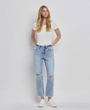 Load image into Gallery viewer, Stone Cold HIGH RISE DISTRESSED STRAIGHT JEANS
