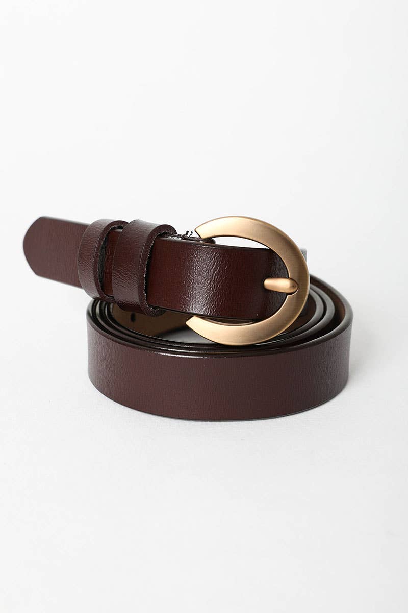 Gold Curved Buckle Waist Belt (Camel or Brown)