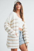 Load image into Gallery viewer, Cozy Elegance Striped Oversized Cardigan
