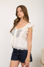 Load image into Gallery viewer, Whispering Willows Linen Blend Top (White or Navy)
