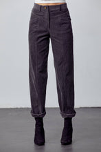 Load image into Gallery viewer, Charcoal Corduroy Straight Leg Pants
