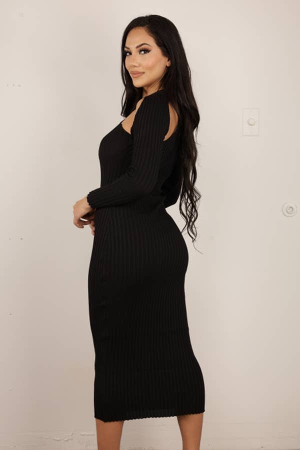 cut out ribbed midi dress Cut Out Back Midi Dress, Black / Large
