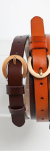 Load image into Gallery viewer, Gold Curved Buckle Waist Belt (Camel or Brown)
