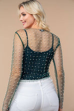 Load image into Gallery viewer, Preppy Rebel Long Sleeve Metallic Mesh Top
