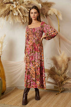 Load image into Gallery viewer, Sweet Tropics Smocked Midaxi Dress
