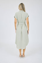 Load image into Gallery viewer, Sage Safari Button Down Midi Dress
