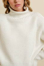 Load image into Gallery viewer, Winter White Chunky Cream Turtleneck Sweater
