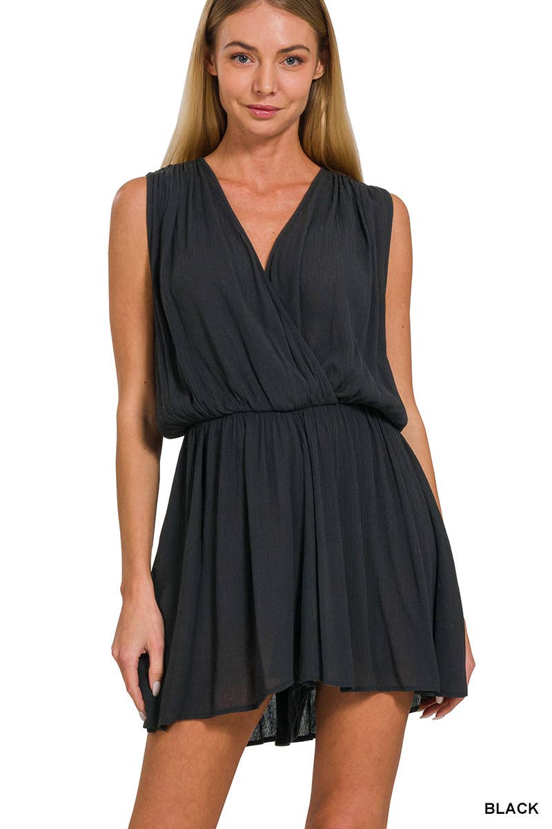 Goddess Draped Romper With Tie Open Back