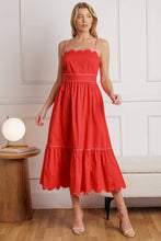 Load image into Gallery viewer, Watermelon Sugar Scalloped Poplin Midi Dress
