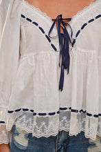 Load image into Gallery viewer, Twilight Orchard Romance Lace Trim Peasant Blouse
