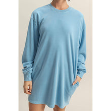 Load image into Gallery viewer, Vintage Blue Oversized Sweatshirt Mini Dress
