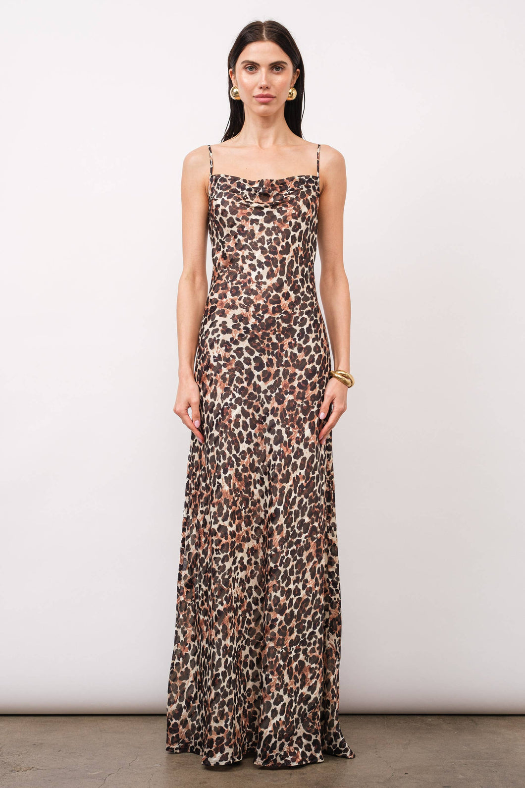 Fancy Feline Leopard Bias-Cut Maxi Dress