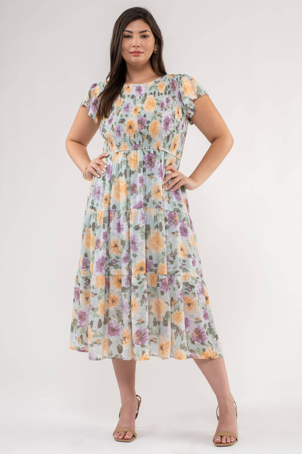 Garden Blooms Midi Dress (Curvy Collection)